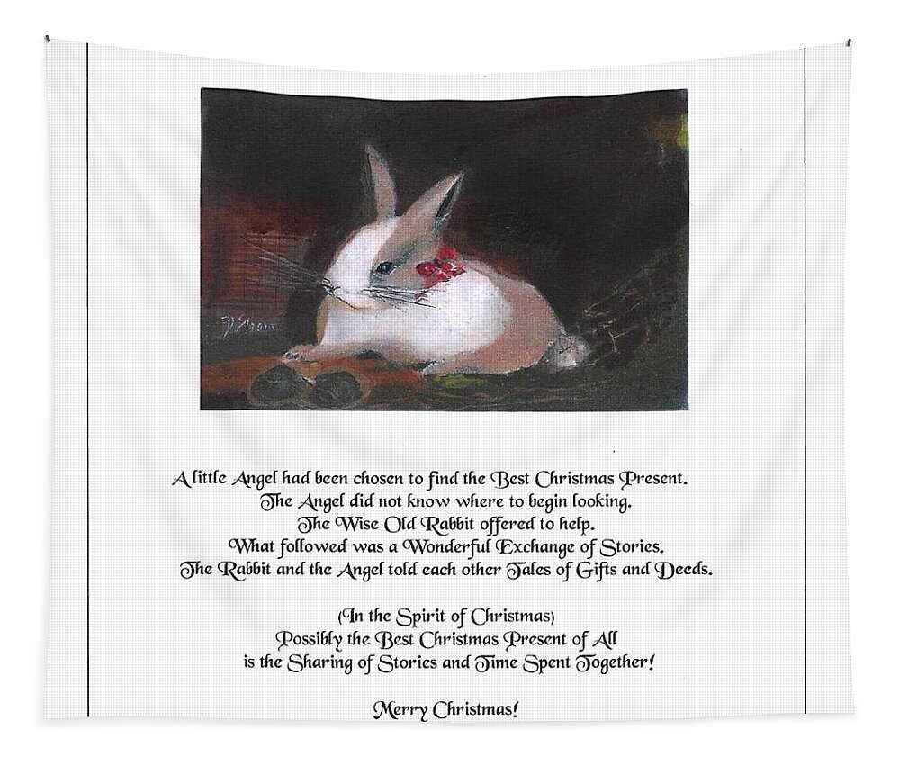 Fine Art America.com Tapestry featuring the painting A Rabbit and an Angel Christmas Story by Diane Strain