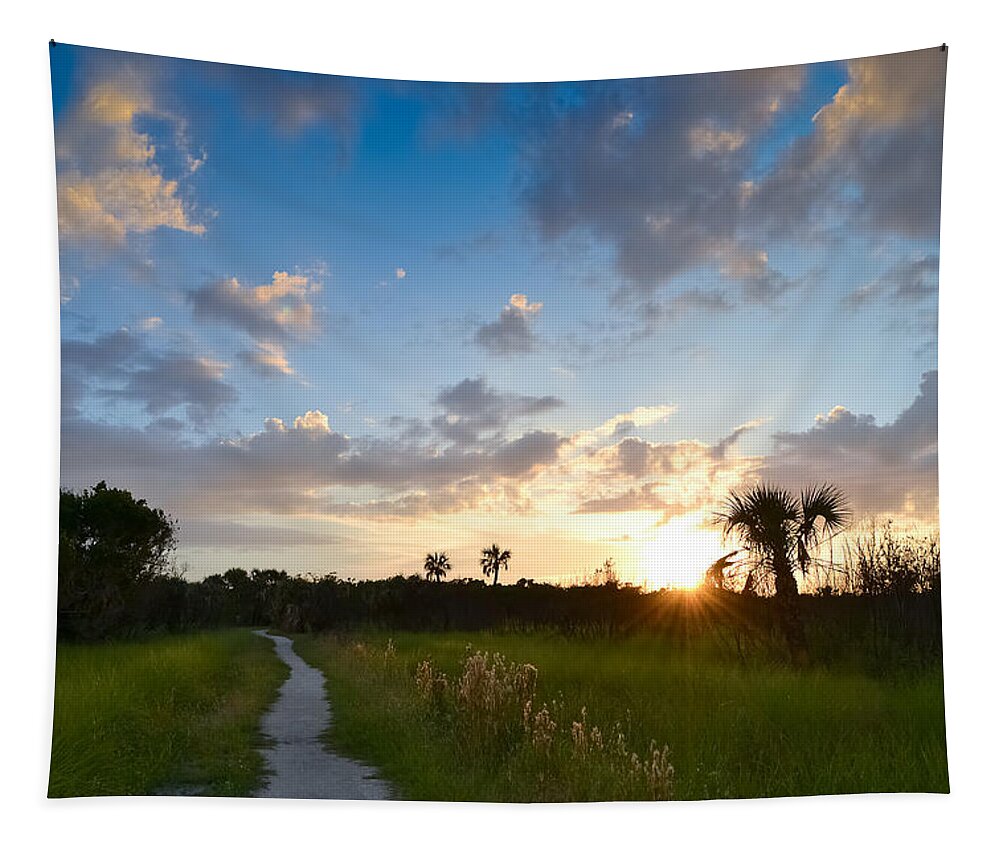 Sunset Tapestry featuring the photograph A Walk With You... by Melanie Moraga