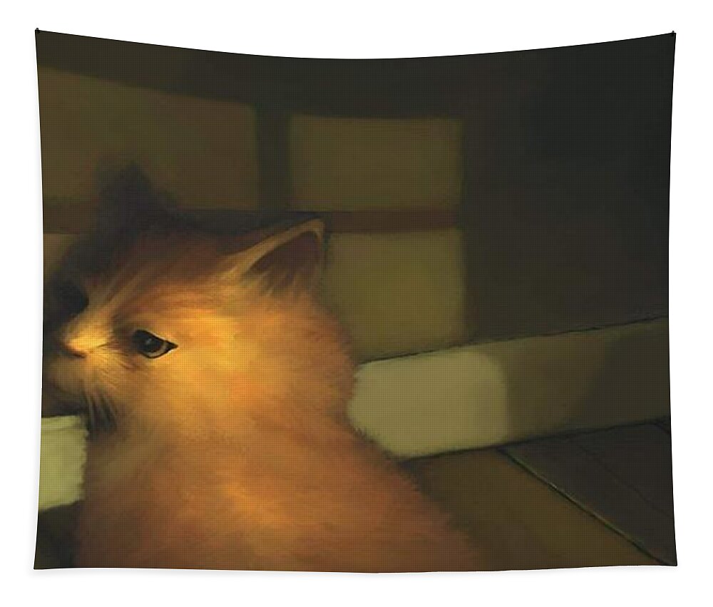 Diane Strain Tapestry featuring the painting A Warm Corner for Kitty  No.2 by Diane Strain