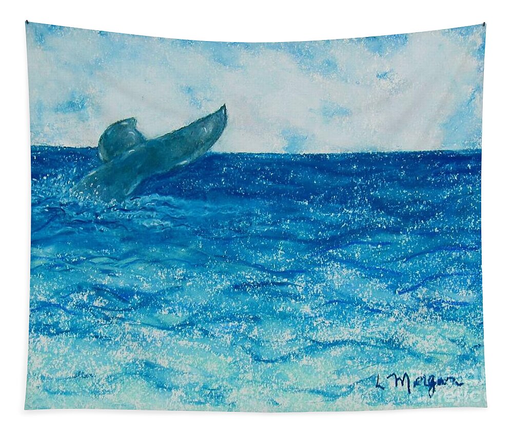 Whale Tapestry featuring the painting A Whale of a Tale by Laurie Morgan