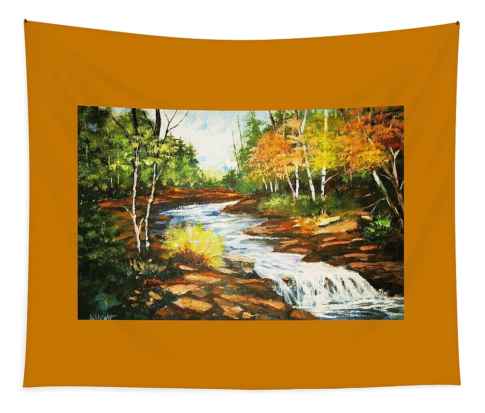 Forest Tapestry featuring the painting A Winding Creek in Autumn by Al Brown