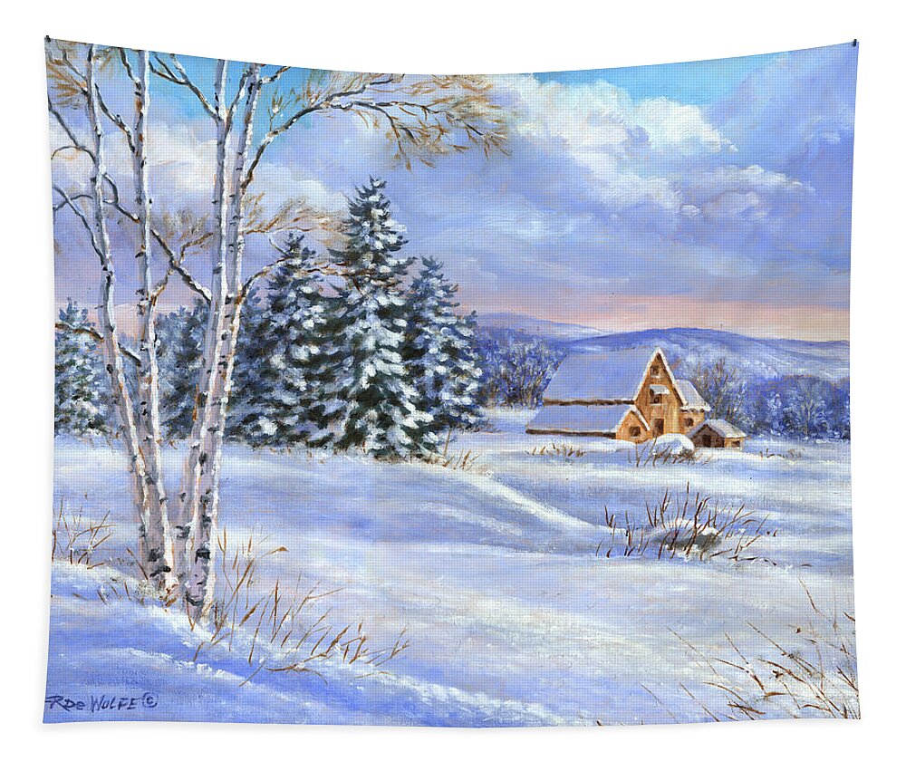 Winter Tapestry featuring the painting A Winter Afternoon by Richard De Wolfe