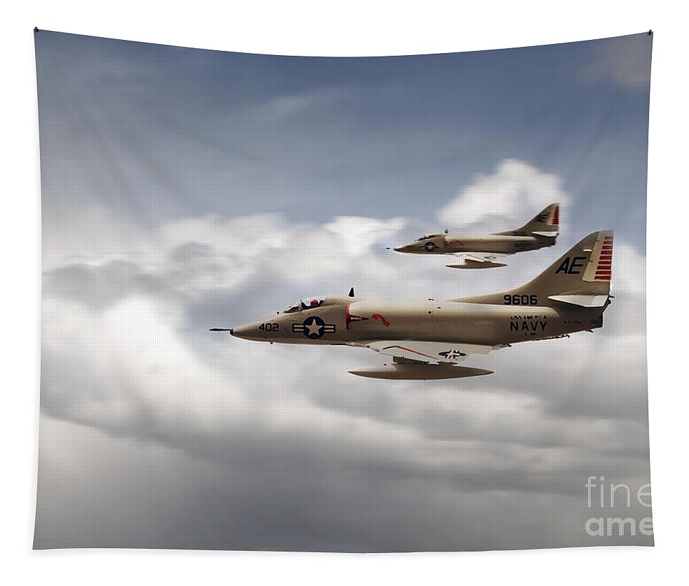 Douglas A-4 Skyhawk Tapestry featuring the digital art A4 Skyhawks by Airpower Art