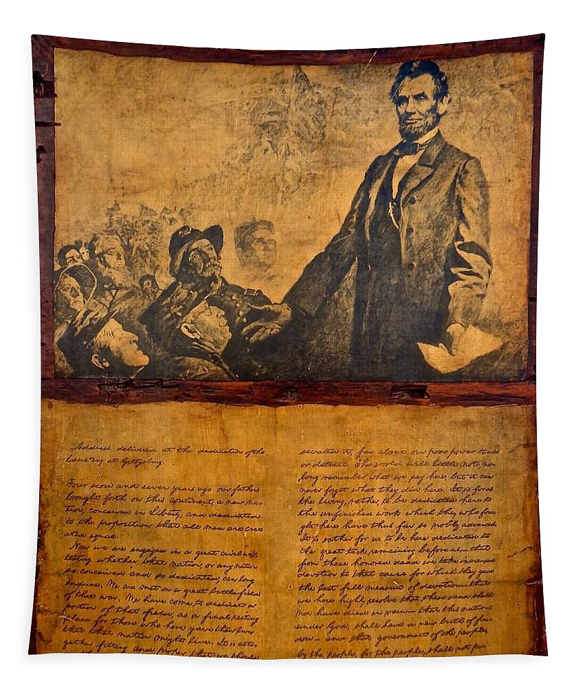 Abraham Lincoln And The Gettysburg Address Tapestry featuring the photograph Abraham Lincoln the Gettysburg Address by Saundra Myles