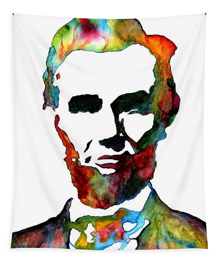 Abraham Lincoln Tapestry featuring the painting Abraham Lincoln original watercolor by Georgeta Blanaru
