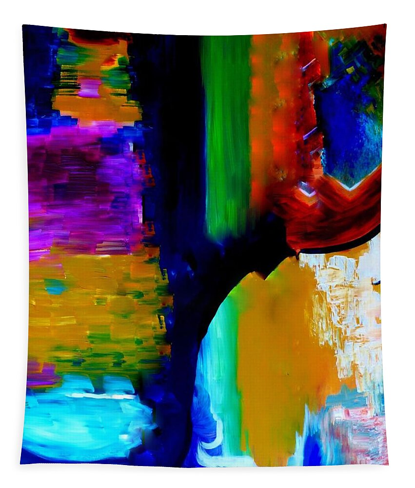 Colorful Tapestry featuring the painting Abstract Du Colour by Lisa Kaiser