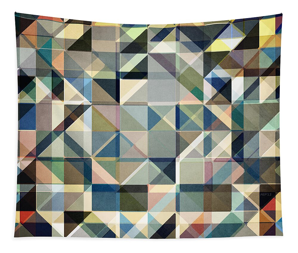 Earth Tones Tapestry featuring the digital art Abstract Earth Tone Grid by Phil Perkins
