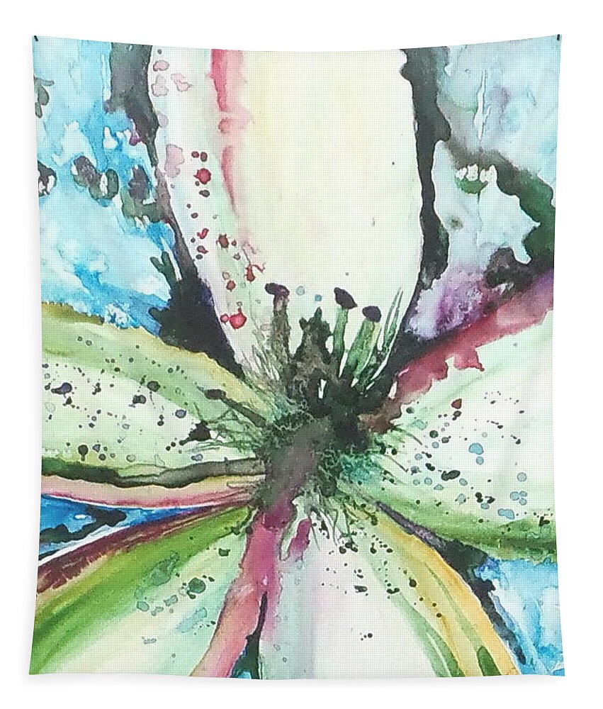 Abstract Tapestry featuring the painting Abstract Floral by Marsha Woods