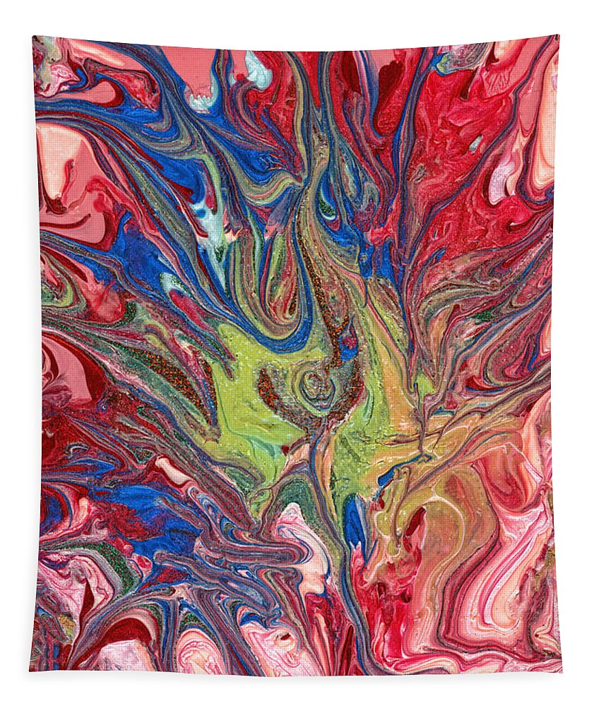 Abstract Tapestry featuring the painting Abstract - Nail Polish - The meaning of life by Mike Savad