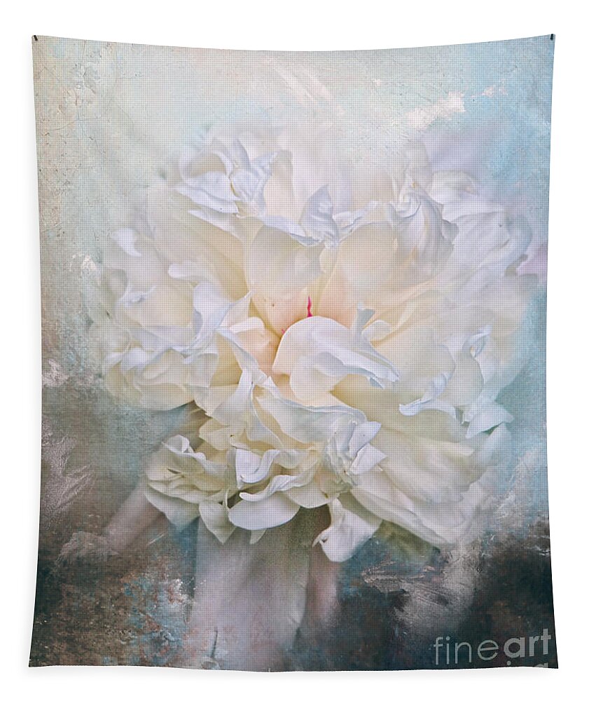 Abstract Tapestry featuring the photograph Abstract Peony in Blue by Jai Johnson