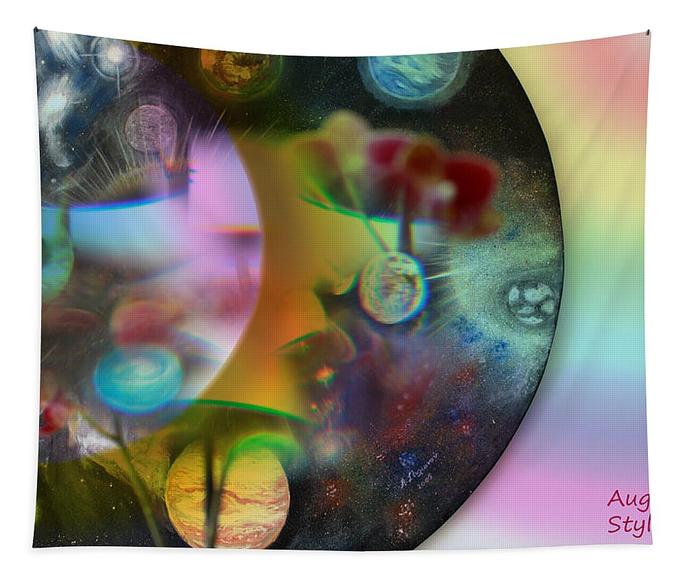 Augusta Stylianou Tapestry featuring the digital art Abstract Planets by Augusta Stylianou