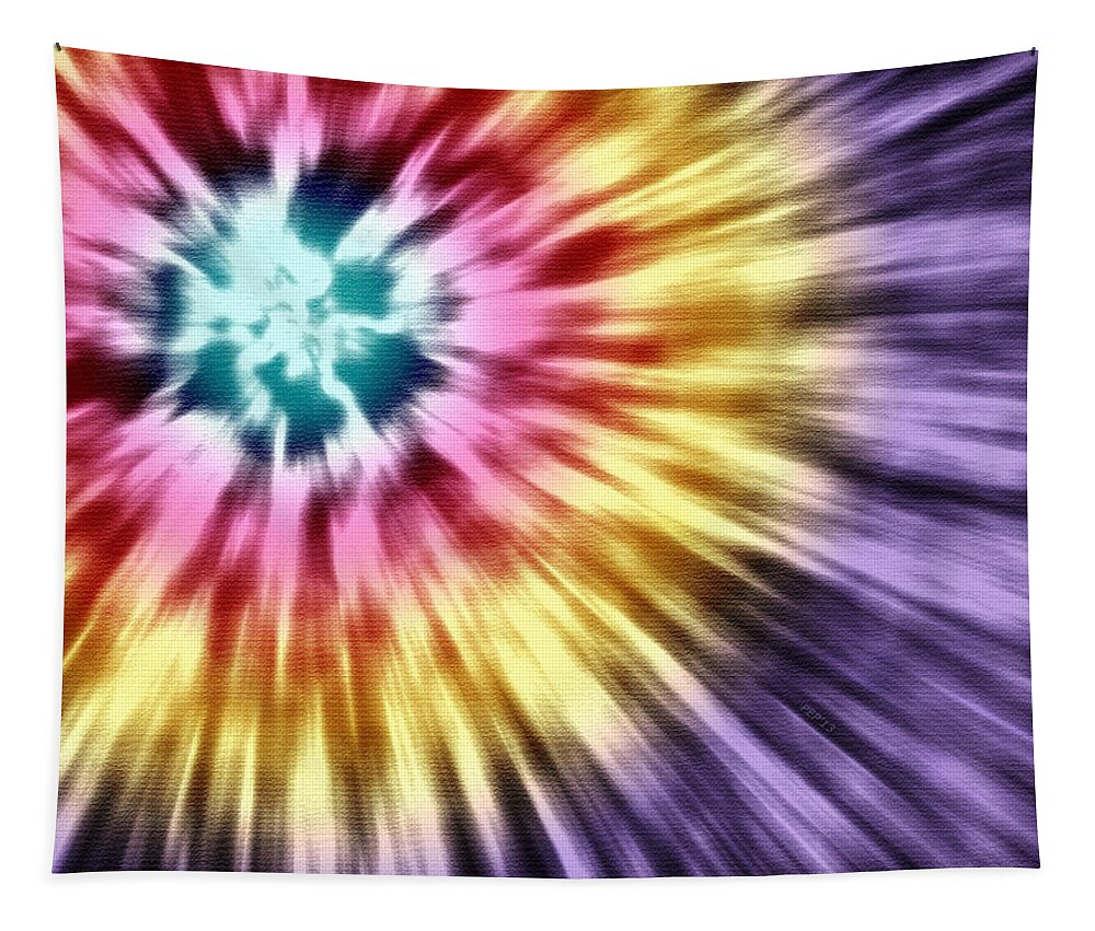 Abstract Tapestry featuring the digital art Abstract Purple Tie Dye by Phil Perkins