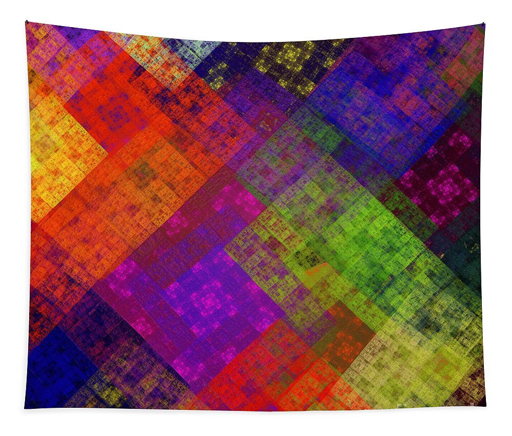 Andee Design Abstract Tapestry featuring the digital art Abstract - Rainbow Infusion - Square by Andee Design