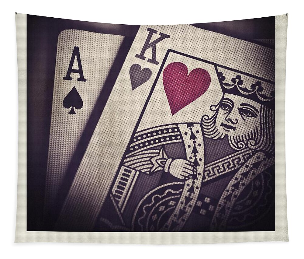 Poker Tapestry featuring the photograph Ace King Polaroid by Bradley R Youngberg