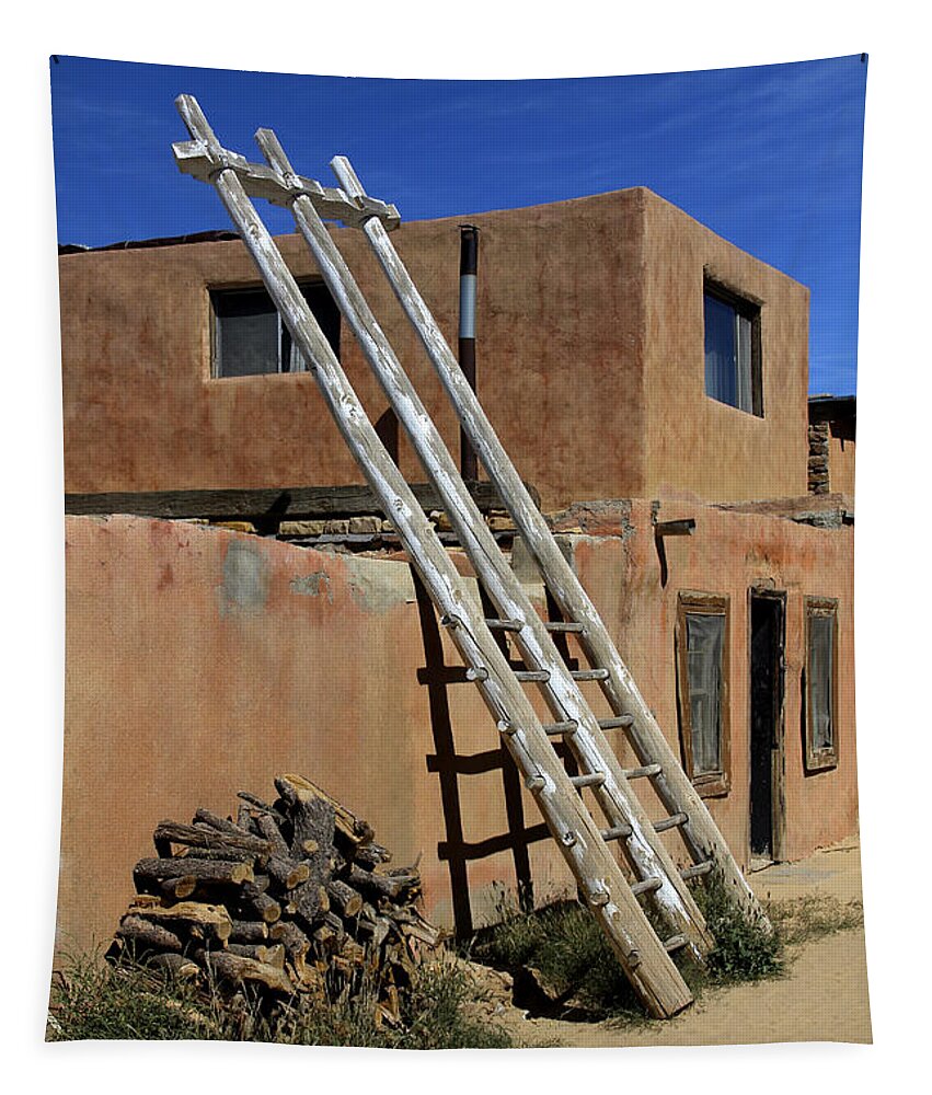Acoma Pueblo Tapestry featuring the photograph Acoma Pueblo Adobe Homes 3 by Mike McGlothlen
