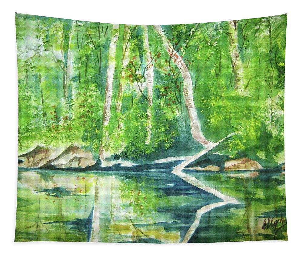 Adirondacks Tapestry featuring the painting Adirondack Zen by Ellen Levinson