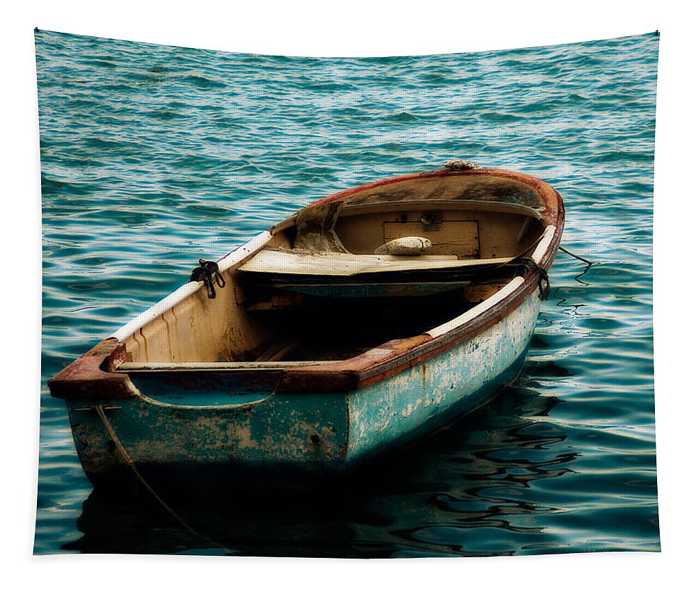 Boat Tapestry featuring the photograph Adrift in the Bay by Melinda Ledsome