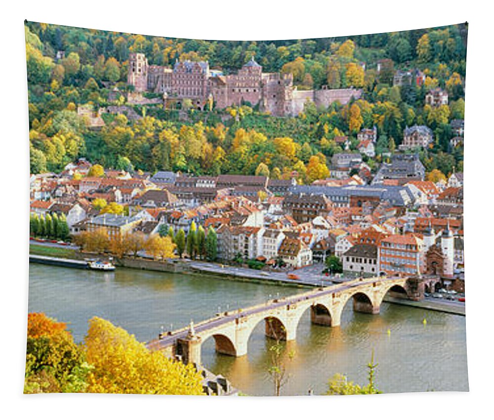 Photography Tapestry featuring the photograph Aerial View Of A City At The Riverside by Panoramic Images