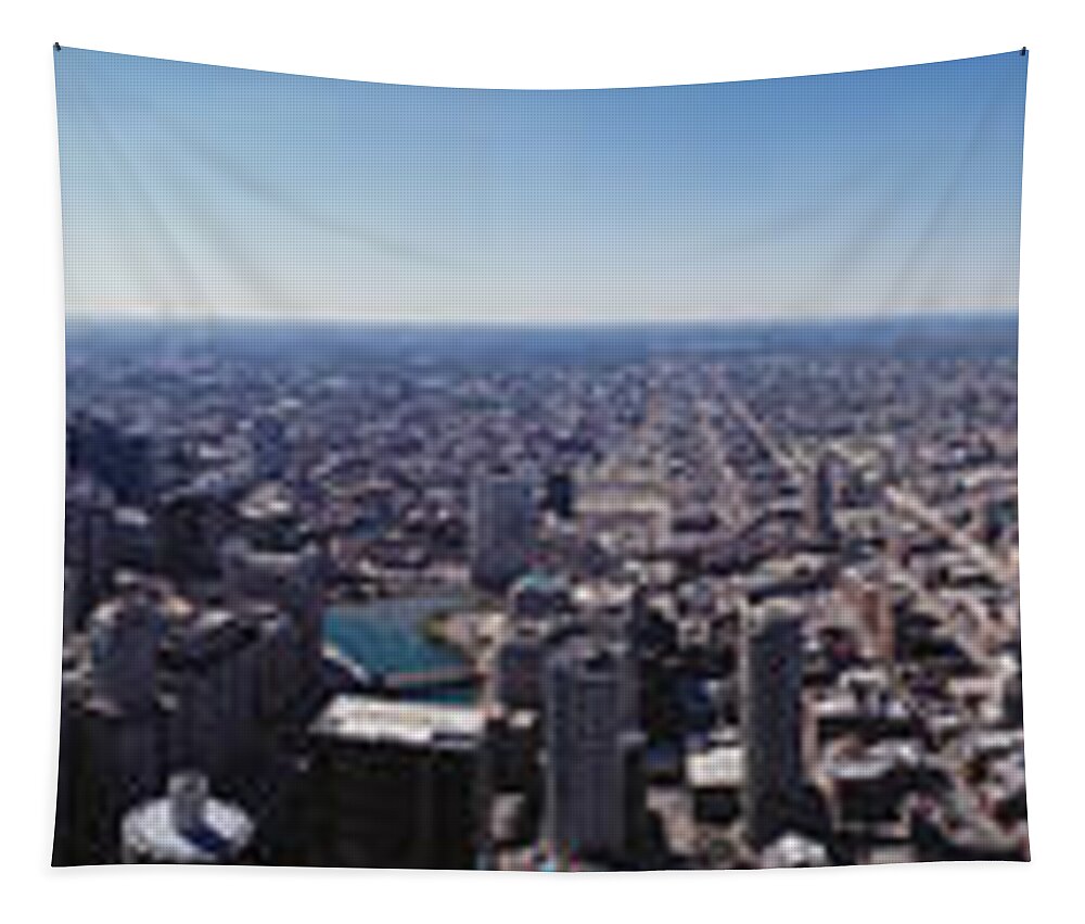 Photography Tapestry featuring the photograph Aerial View Of A City, Chicago River by Panoramic Images
