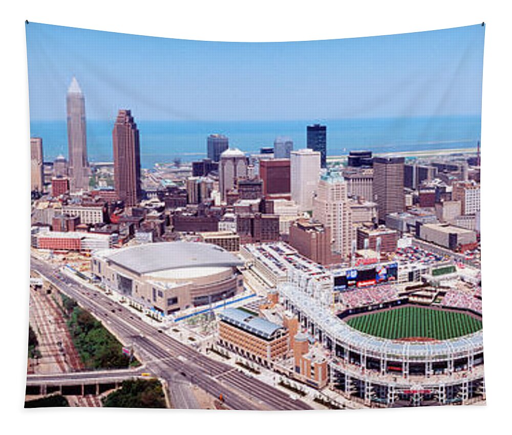 Photography Tapestry featuring the photograph Aerial View Of Jacobs Field, Cleveland by Panoramic Images