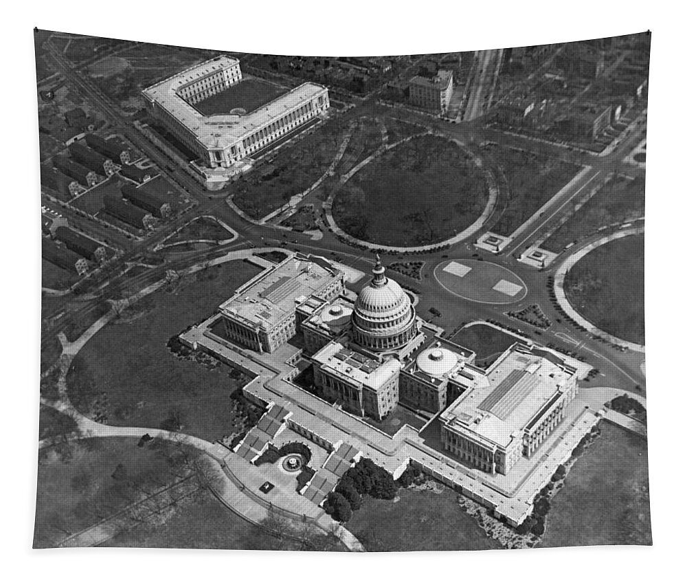 1920s Tapestry featuring the photograph Aerial View Of U.S. Capitol by Underwood Archives