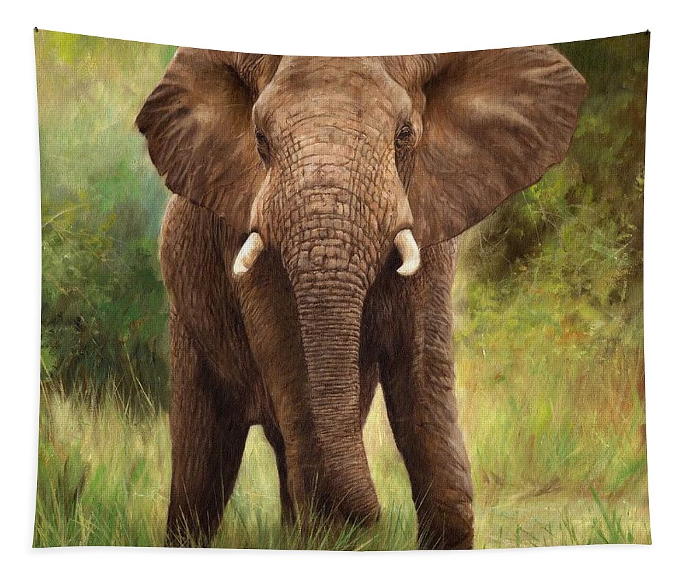 Elephant Tapestry featuring the painting African Elephant by David Stribbling