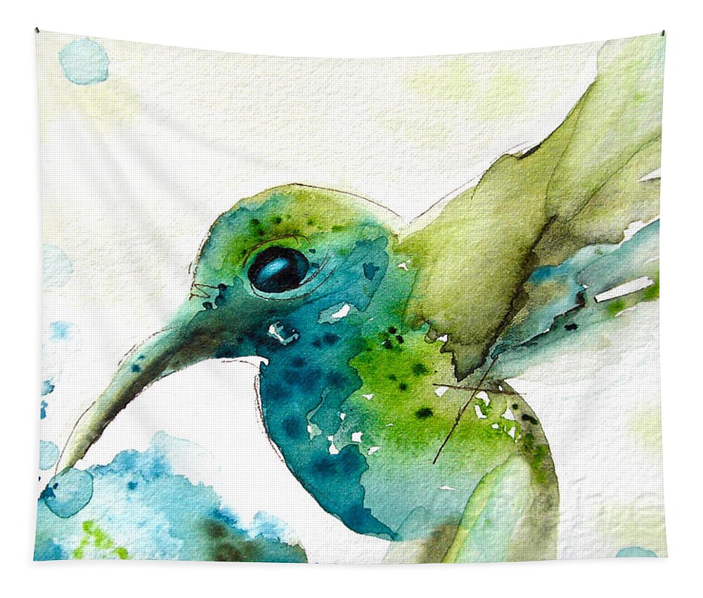 Hummingbird Tapestry featuring the painting After the Rain by Dawn Derman
