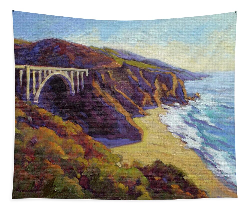 Big Sur Tapestry featuring the painting Afternoon Glow 3 by Konnie Kim
