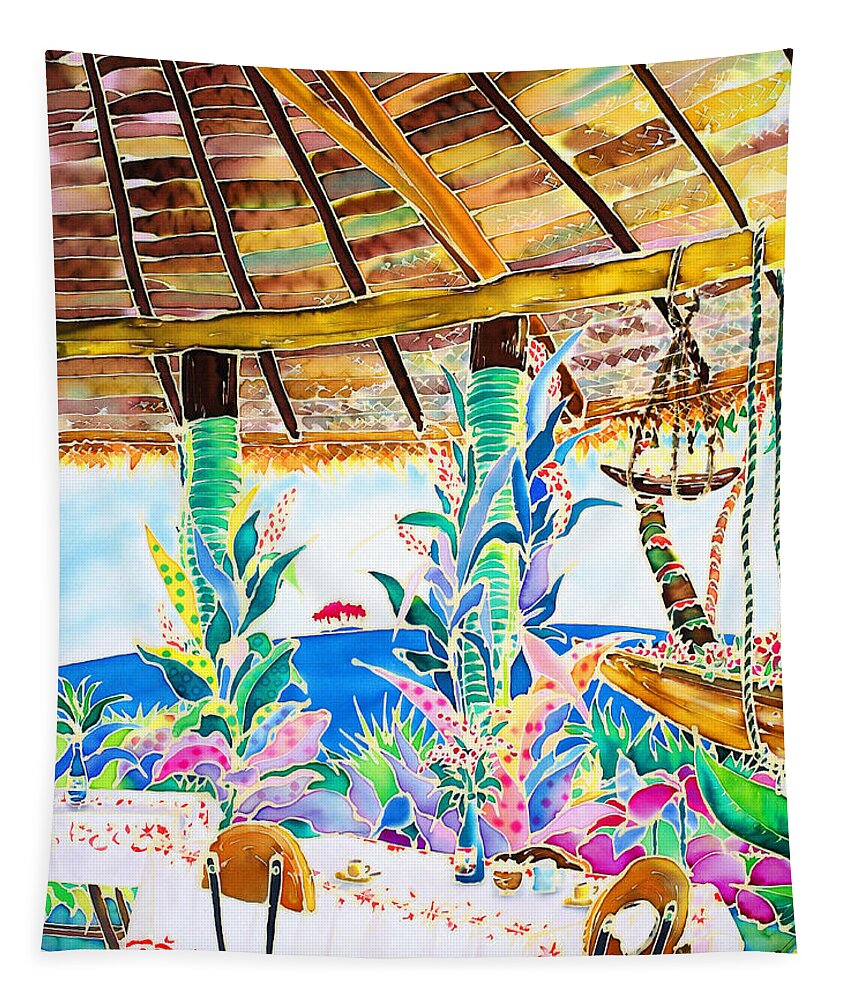Tropical Tapestry featuring the painting Afternoon tea break by Hisayo OHTA