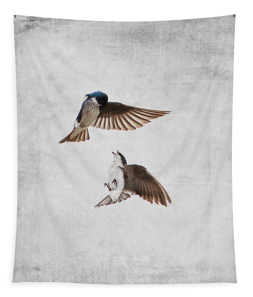 Jai Johnson Tapestry featuring the photograph AirOBatics - Tree Swallows by Jai Johnson