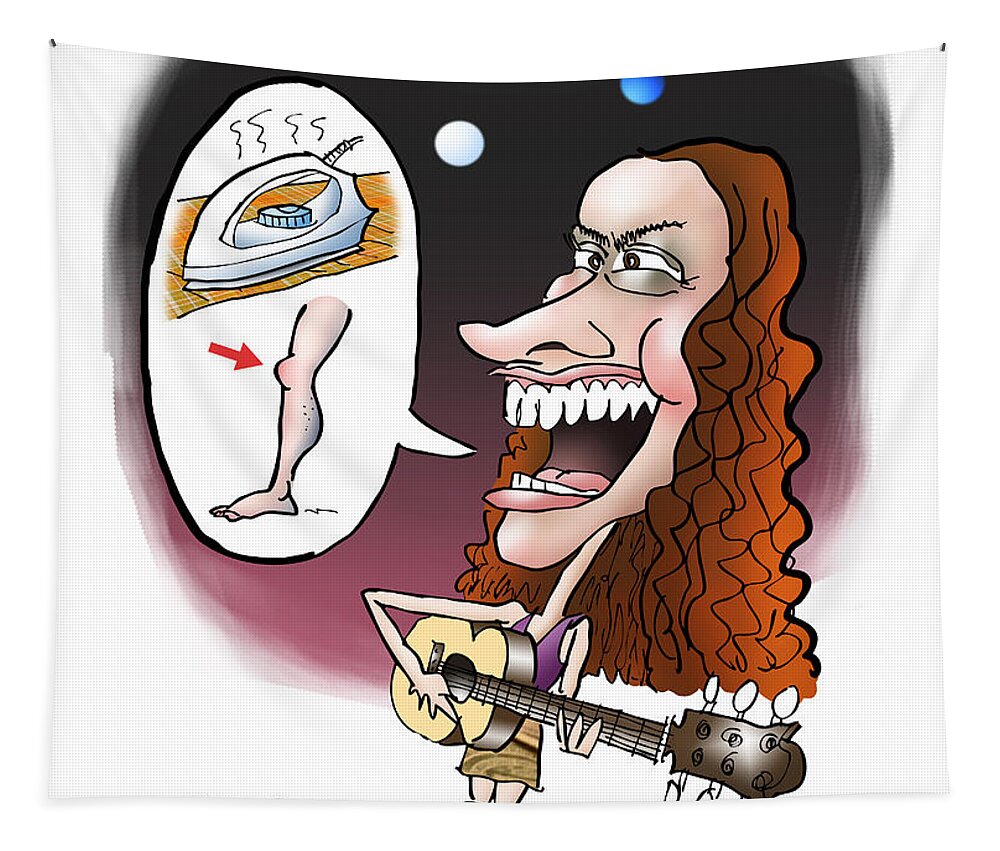 Cartoon Tapestry featuring the digital art Alanis Morissette by Mark Armstrong