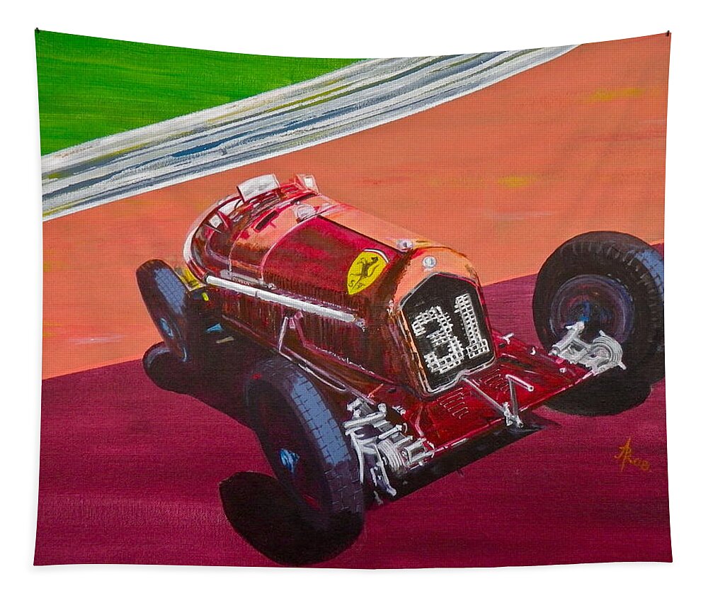 Transportation Tapestry featuring the painting Alfa Romeo Tipo B P3 by Anna Ruzsan