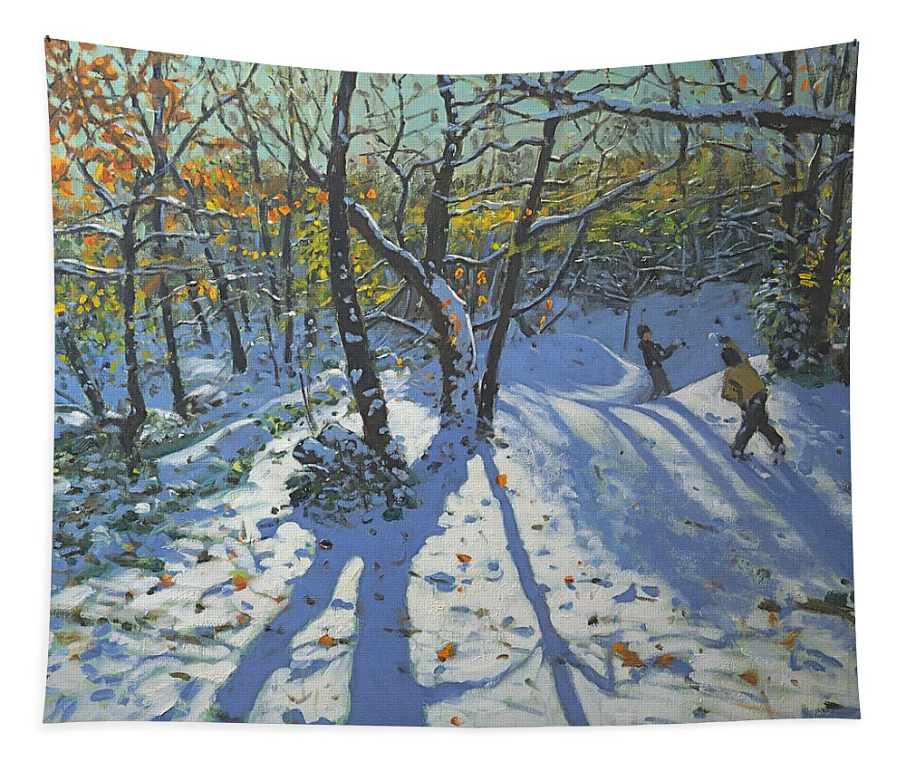 Andrew Macara Tapestry featuring the painting Allestree Park Woods November by Andrew Macara
