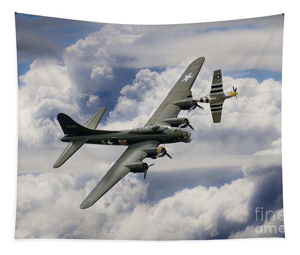 B17 Tapestry featuring the digital art Allies by Airpower Art