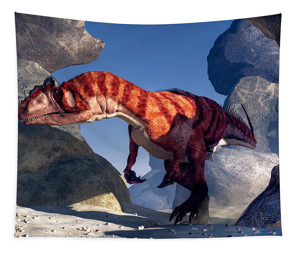 Allosaurus Tapestry featuring the digital art Allosaurus by Daniel Eskridge