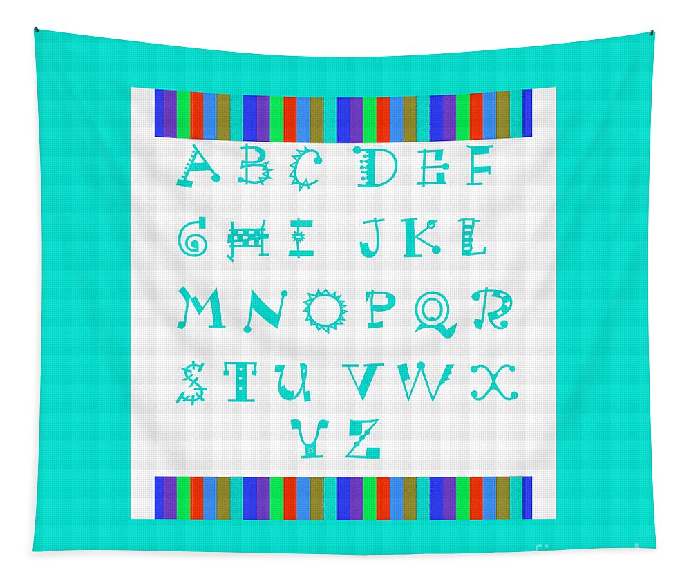 Alphabet Blue Tapestry featuring the digital art Alphabet Blue by Barbara A Griffin