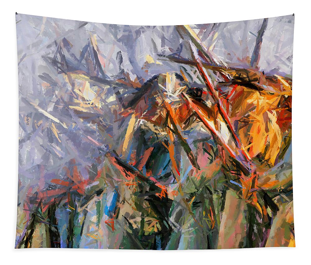 War Tapestry featuring the painting American Civil War - Abstract Expressionism by Georgiana Romanovna