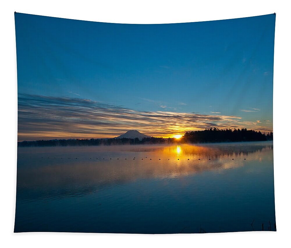 American Lake Sunrise Tapestry featuring the photograph American Lake Sunrise by Tikvah's Hope