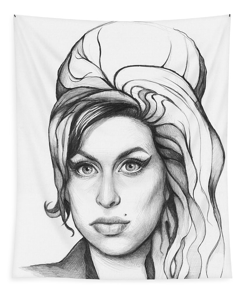Amy Tapestry featuring the drawing Amy Winehouse by Olga Shvartsur