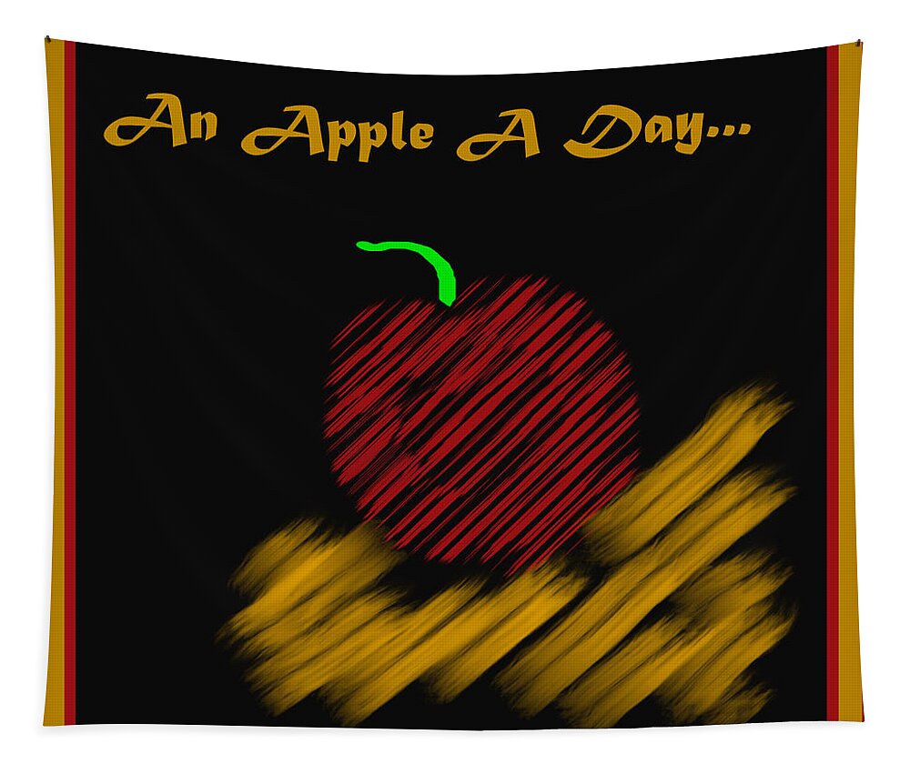 An Apple A Day Tapestry featuring the digital art An Apple A Day by Barbara Snyder