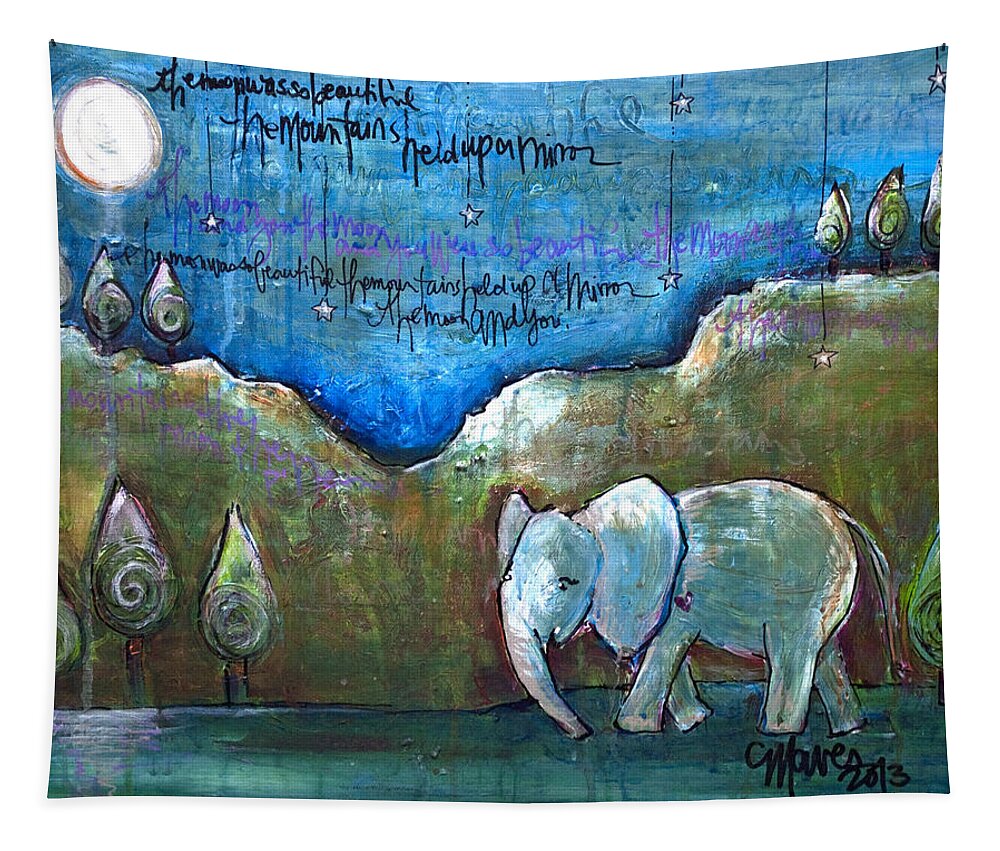 Elephant Tapestry featuring the painting An Elephant for You by Laurie Maves ART