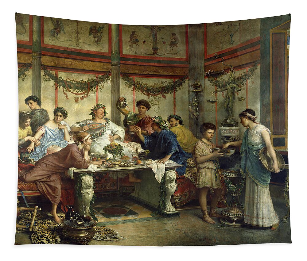 History Tapestry featuring the painting Ancient Roman Feast by Getty Research Institute