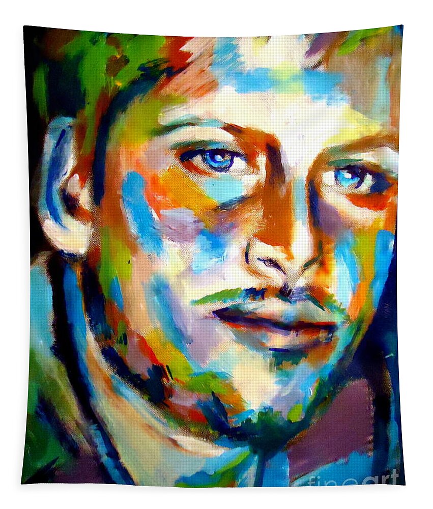 Abstract Portraits Tapestry featuring the painting Andy by Helena Wierzbicki