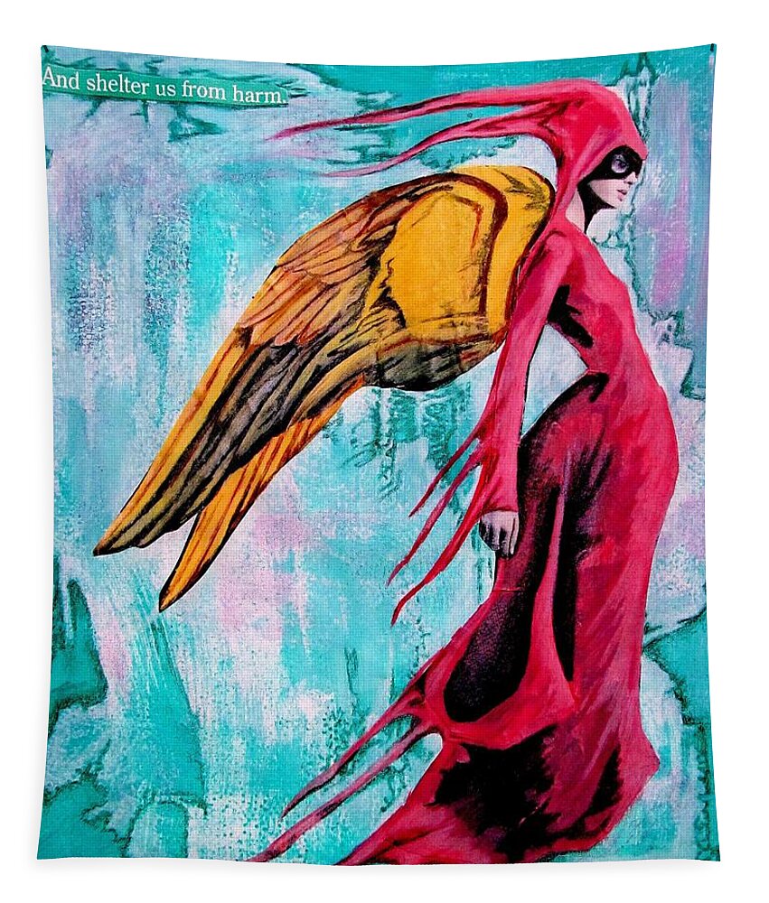Angels Tapestry featuring the mixed media Angel 1 Navigating Ether by Maria Huntley
