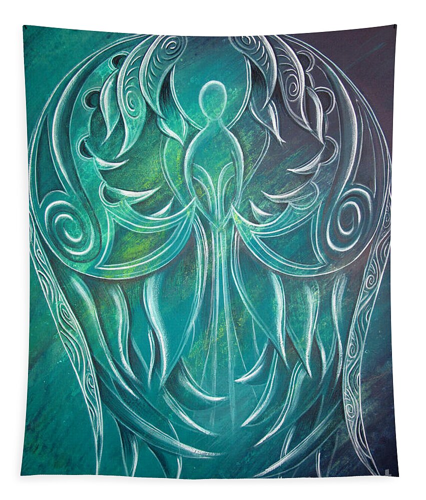 Angel Tapestry featuring the painting Angel Tahi by Reina Cottier