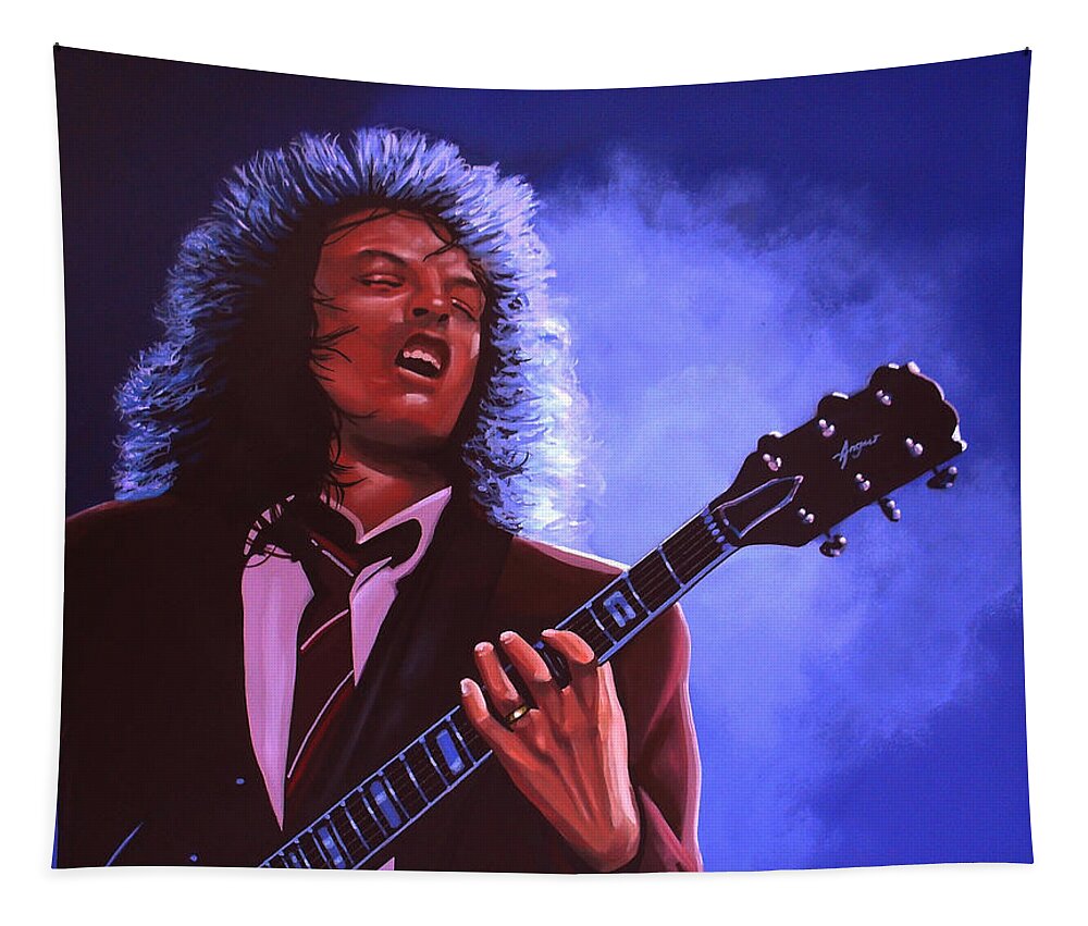 Angus Young Tapestry featuring the painting Angus Young of AC / DC by Paul Meijering