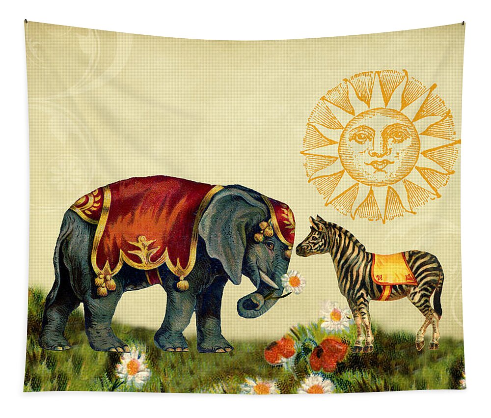 Elephants Tapestry featuring the digital art Animal Love by Peggy Collins