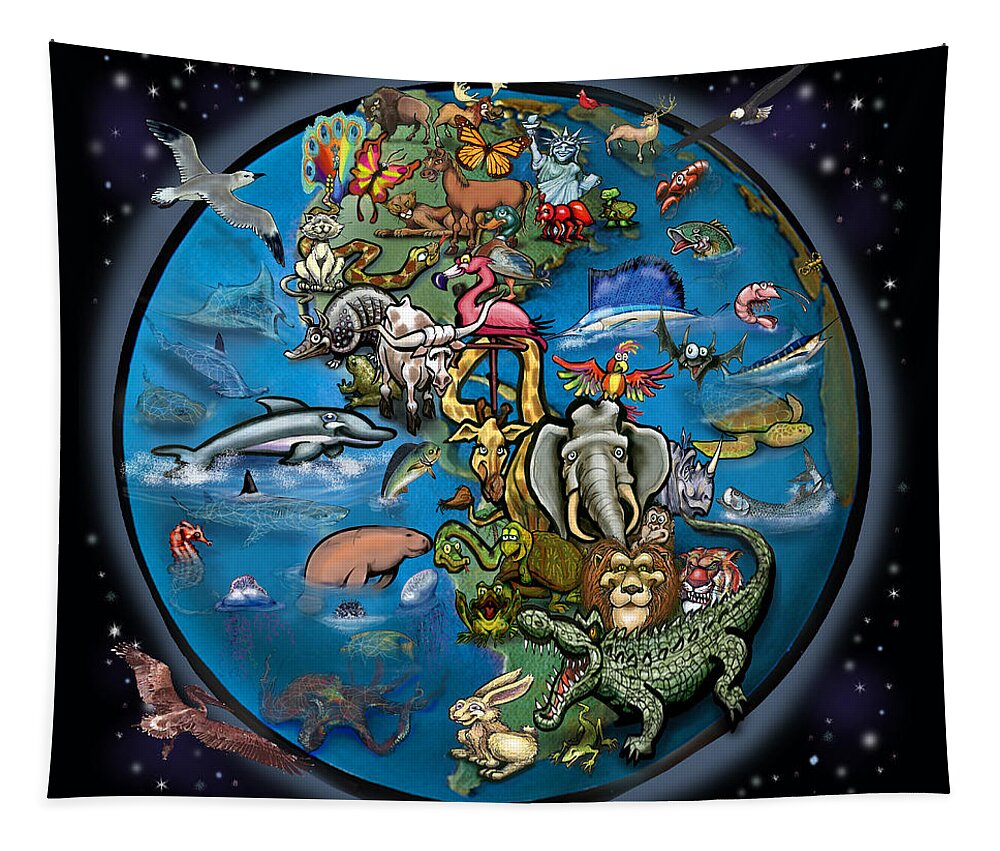 Animal Tapestry featuring the digital art Animal Planet by Kevin Middleton