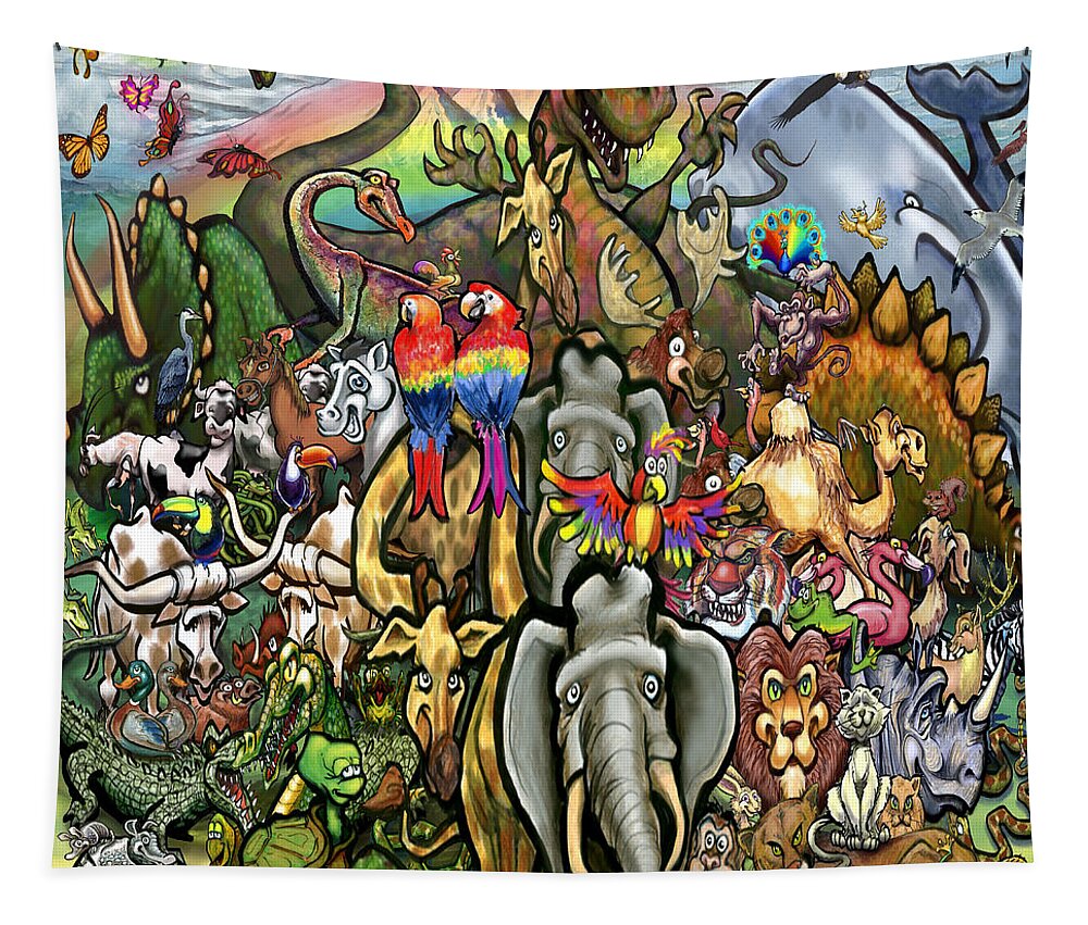 Animal Tapestry featuring the digital art Animals Great and Small by Kevin Middleton