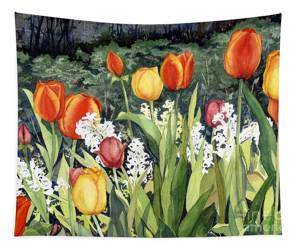 Flowers Tapestry featuring the painting Ann's Tulips by Barbara Jewell